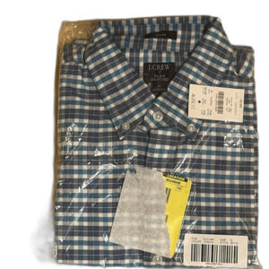 NEW!‎ J. Crew Men's Blue Slim Flex Oxford Button Down shirt NWT checkered Medium
